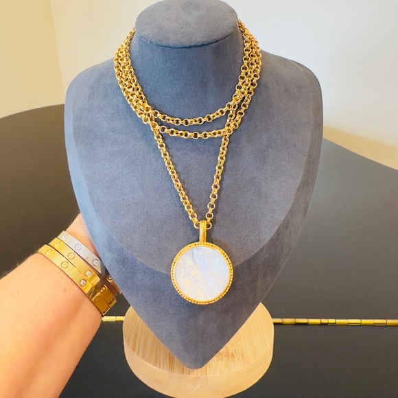 NWT Luxury Bohemian Authentic Julie Vos Mother of Pearl Statement Necklace - Picture 8 of 17